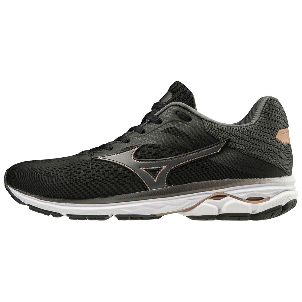 Zapatillas Para Correr Mizuno Wave Rider 24 Para Mujer - Negro/Dorado, ¡Tecnología Avanzada!